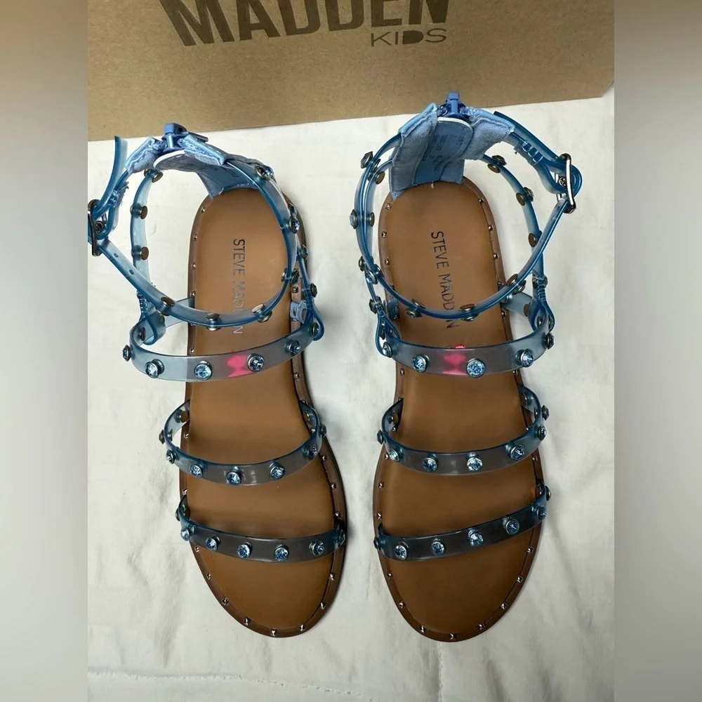 Steve Madden Clear and Blue Studded Sandals